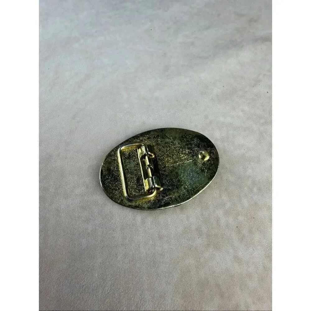 Vintage 1970s Denise Belt Buckle Gold Tone Groovy Lettering Mod MCM